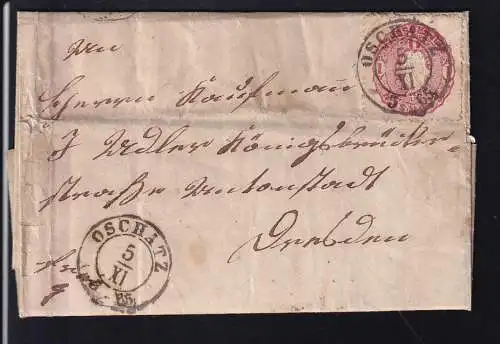 wappen 1  Ngr. auf Brief mit K2 OSCHATZ 5.XI.645 nach Dresden