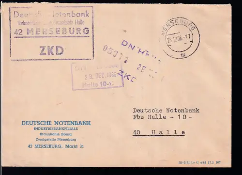 R3 Deutsche Notenbank Industriebankfiliale Braunkohle Halle 42 MERSEBURG ZKD auf Brief