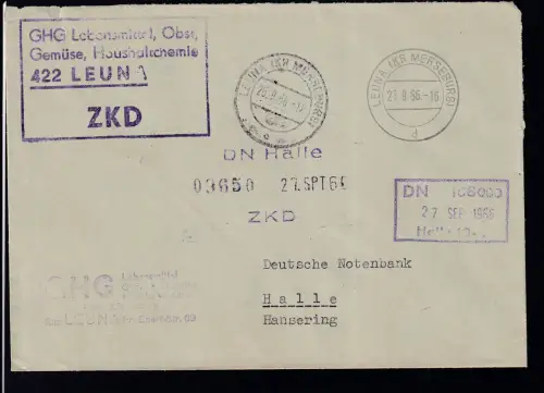 R4 GHG Lebensmittel,m Obst, Gemüse, Haushaltchemie 422 LEUNA ZKD auf Brief
