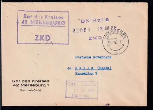 R3 Rat des Kreises 42 MERSEBURG ZKD auf Brief