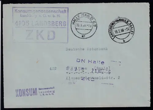 R4 Konsumgenossenschaft Landsberg e.G.m.B.H. 4105 LANDSBERG ZKD auf Brief