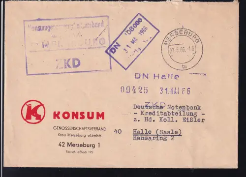 R4 Konsumgenossenschaftsverband e.G.m.b.H. 42 MERSEBURG ZKD auf Brief
