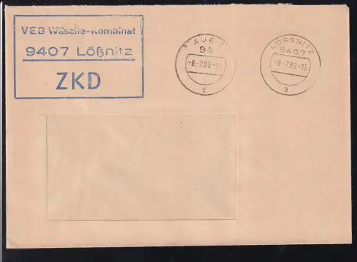 R3 VEB Wäsche-Kombinat 9407Lößnitz ZKD auf Fensterbrief