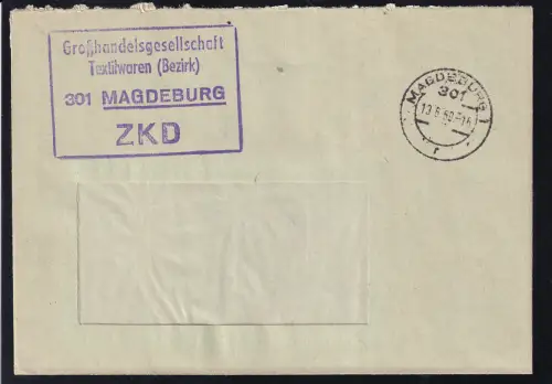 R4 Großhandelsgesellschaft Teytilwaren (Bezirk) 301 MAGDEBURG ZKD auf Fensterbrief