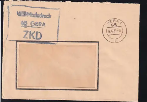 R3 VEB Modedruck 65 GERA ZKD auf Fensterbrief
