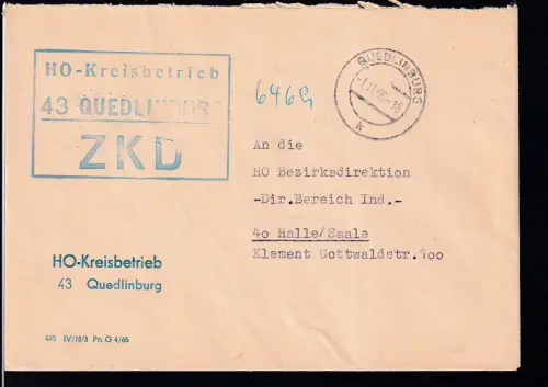 R3 HO-Kreisbetrieb 43 Quedlinburg ZKD auf Brief