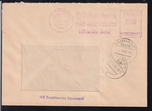 ZKD-Freistempel des VEB Textilwerke Neumark auf Fensterbrief