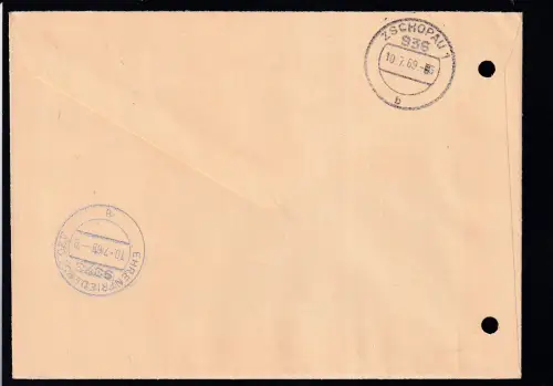 R4 VEB Preßstoffwerk "Dr. Erani" 759 SPREMBERG ZKD auf Fensterbrief, Brief Aktemlochung