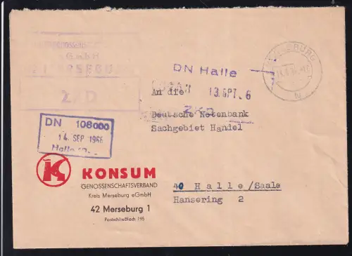 R34 Konsumgenossenschaft e.G.m.b.H. 42 MERSEBURG ZKD auf Brief