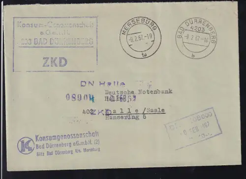 R4 Konsum-Genossenschaftz e.G.m.b.H. 4203 BAD DÜRRENBERG ZKD auf Brief