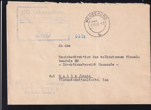 R3 HO Lebensmittel 42 MERSEBURG ZKD auf Brief