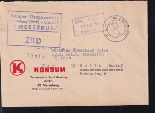 R4 Konsum-Genossenschaft Merseburg (Stadt) 42 MERSEBURG ZKD auf Brief