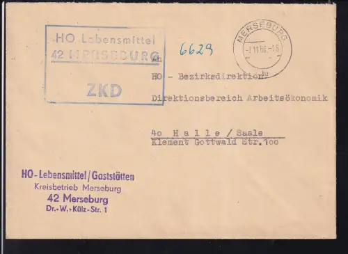 R3 HO Lebensmittel 42 MERSEBURG ZKD auf Brief
