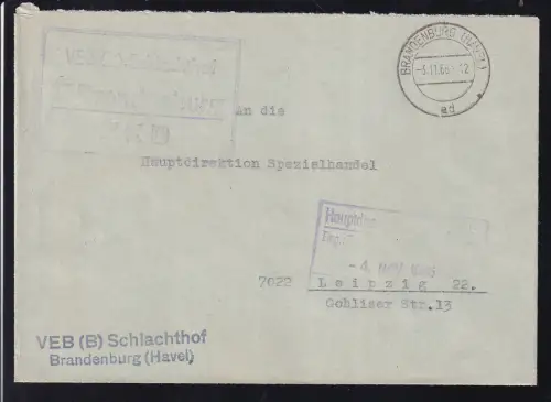 R3 VEB (B) Schlachthof 18 Brandenburg ZKD auf Brief