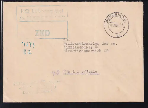 R3 HO Lebensmittel 42 MERSEBURG ZKD auf Brief