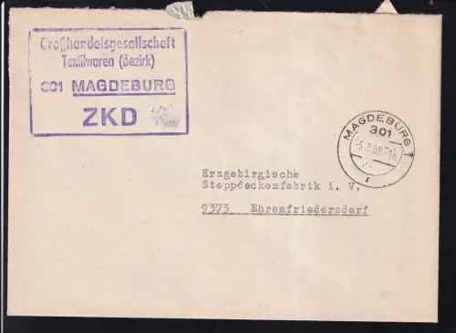 R4 Großhandelsgesellschaft Textilwaren (Bezirk) 301 MAGDEBURG ZKD auf Brief