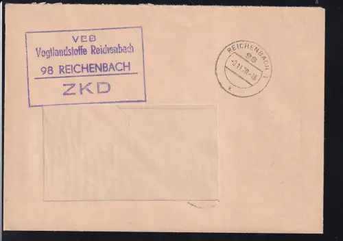 R4 VEB Vogtlandstoffe Reichenbach 98 REICHENBACH ZKD auf Fensterbrief