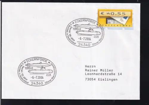 ECKERNFÖRDE 24340 Festakt 100 Jahre U-Bootbau in Deutschland Offener Marinestützpunkt FORELLE 212A 6.7.2004 auf Brief