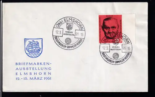(24b) ELMSHORN BRIEFMARKEN-SAMMLER-VEREIN VEREINS AUSSTELLUNG 12.3.561 auf Sonderumschlag