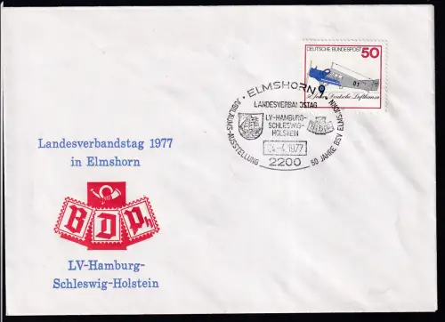 ELMSHORN 2200 JUBILÄUMS-AUSSTELLUNG 50 JAHRE BSV ELMSHORN LANDESVERBANDSTAG LV-HAMBURG-SCHLESWIG-HIOLSTEIN 24,4,1977 auf Sonderumschlag