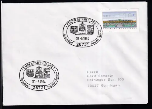 EMDEN, OSTFRIESLAND 1 26721 Stapellauf Fregatte "Bayern" 30.6.1994 auf Brief