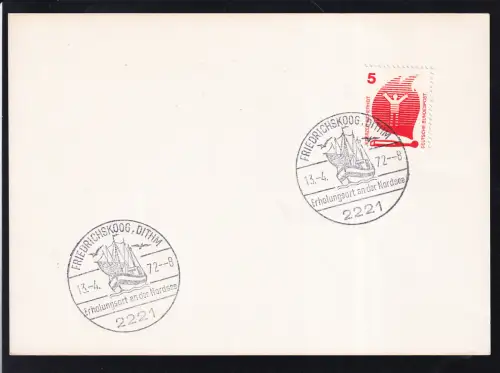 FRIEDRICHSKOOG, DITHM 2221 Erholungsort an der Nordsee 13.4.72 asuf Stempelblatt