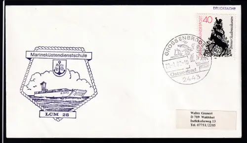 GROSSENBRODE 2443 Ostseebad 20.1.82 + Cacher Maroneküstendienstschule auf Brief