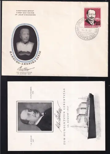 100. Geburtstag von Albert Ballun auf FDC, dazu Gedenkblatt