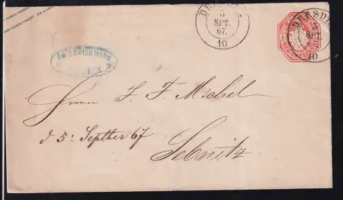 Wappen ½ Ngr.mit K2 DRESDEN 5 SET 67 nach Sebnitz