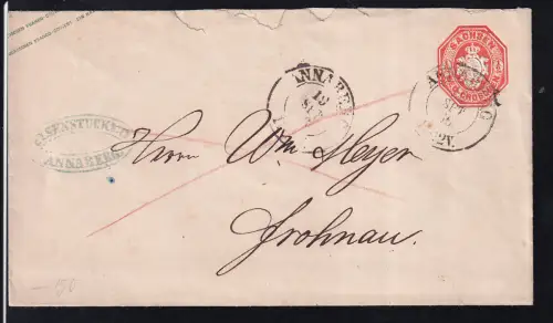 Wappen ½ Ngr. mit K2 ANNABERG 19 SET 66 nach Frohnau, Brief kleiner Einriss