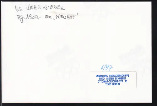 Foto MS "Kehrwieder"