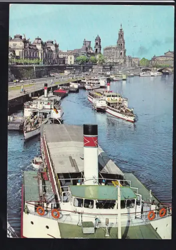 mehrere Dampfer vor den Brühlschen Terrassen Dresden