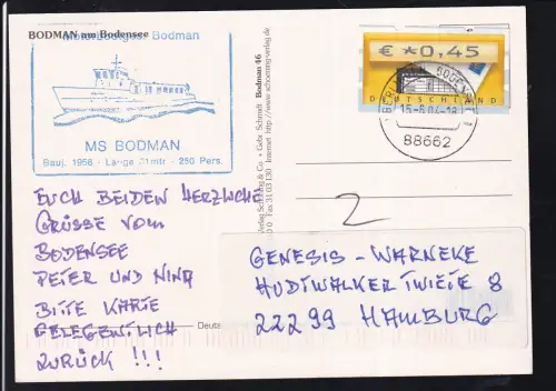 OSt. Überlingen 15.6.04 + Cachet MS Bodmann auf CAK (Bodman)