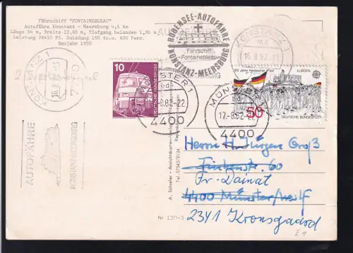 OSt. Konstanz 17.8.82 + Cachet MS Fontanebleau auf CAK (MS Fontanebleau"