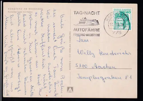 KONSTANZ 1 775 17.7.78 TAG + NACHT AUTOFÄHRE KONSTANZ-MEERSBURG auf CAK (Konstanz)