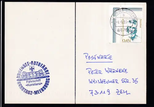 OSt. Neersburg 4.6.03 + Cachet MS Konstanz auf Postkarte