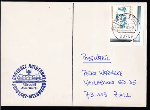 OSt. Meersburg 4.6.03 + Cachet MS Meersburg auf Postkarte