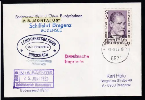 OSt. Hard Vorarlberg 30.9.83 + 3 Cachers auf Brief