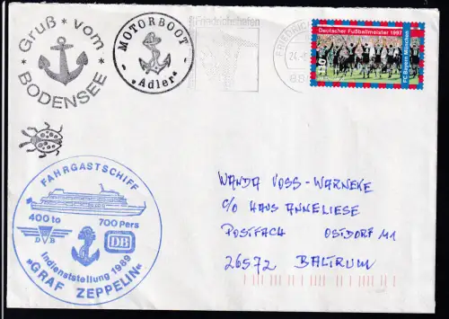 OSt. Friedrichsgafen 24.5.98 + Cachet MS Graf Zeppelin auf Brief