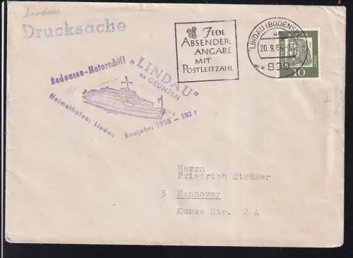 OSt. Lindau 20.9.64 + Cachet MS Lindau auf Brief