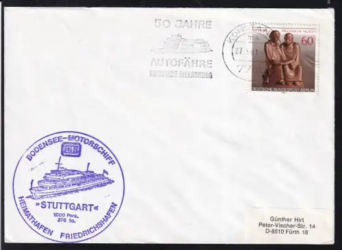 OSt. Konstanz 27.4.81 + Cachet MS Stuttgart auf Brief