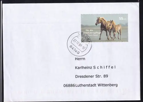 Wohlfahrt 2007 Haustire auf FDC