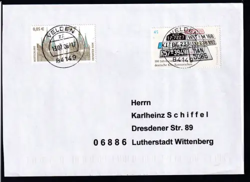 100 Jahre einheitliche deutsche Kfz-Kennzeichen auf FDC mit Zusatzfrankatur