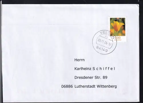 Freimarken Blumen (XIV) auf FDc