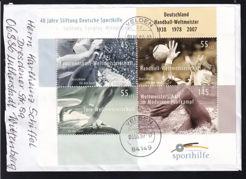 40 Jahre Deutsche Sporthilfe Block auf FDC