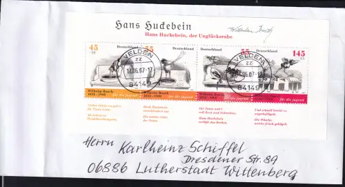 Jugend 2007 Block auf FDC, Brief Randbug