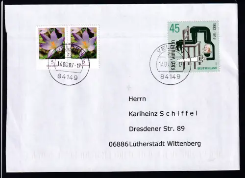 125. Geburtstag von Karl Valentin auf FDC mit Zusatzfrankatur