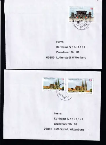 UNESCO-Welterbe (XXI) Alte StaDT Nara und Altstadt von Regensburg auf 2 FDC																																																											