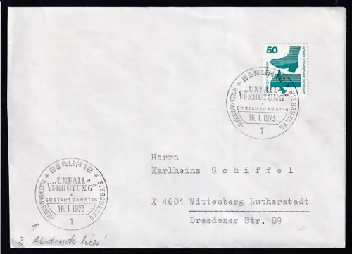 Unfallverhütung 50 Pfg. Pfg. auf FDC 