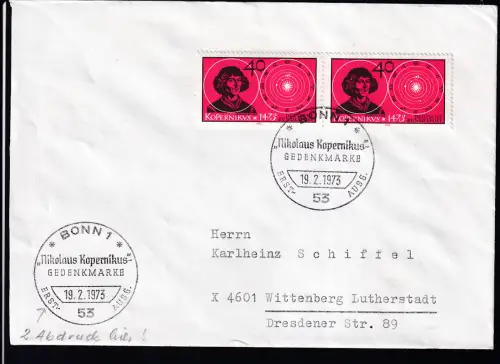 500. Geburtstag von Nikolaus Kopernikus auf FDC 